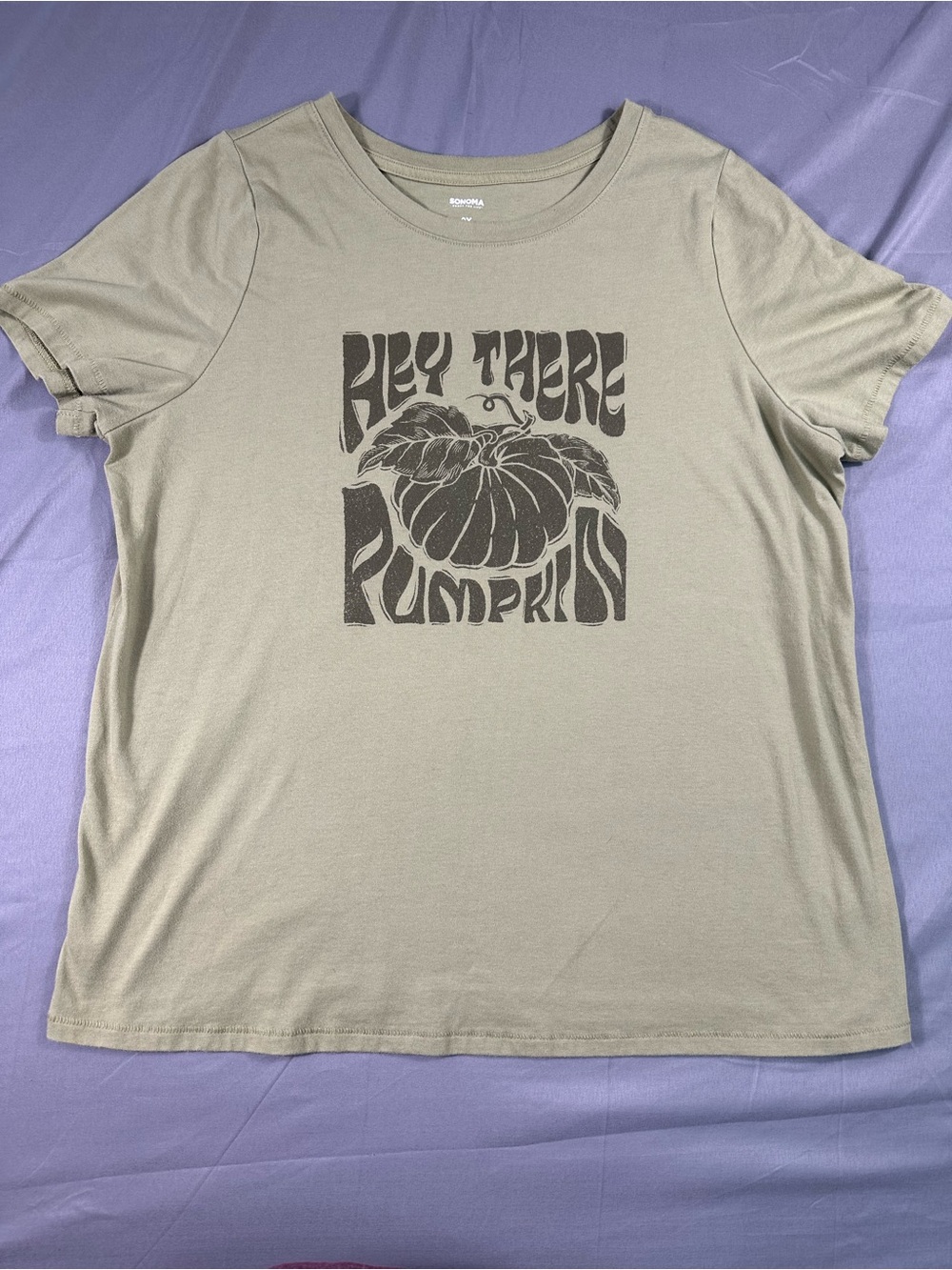 Sonoma Olive Green "Hey There Pumpkin" Graphic Tee